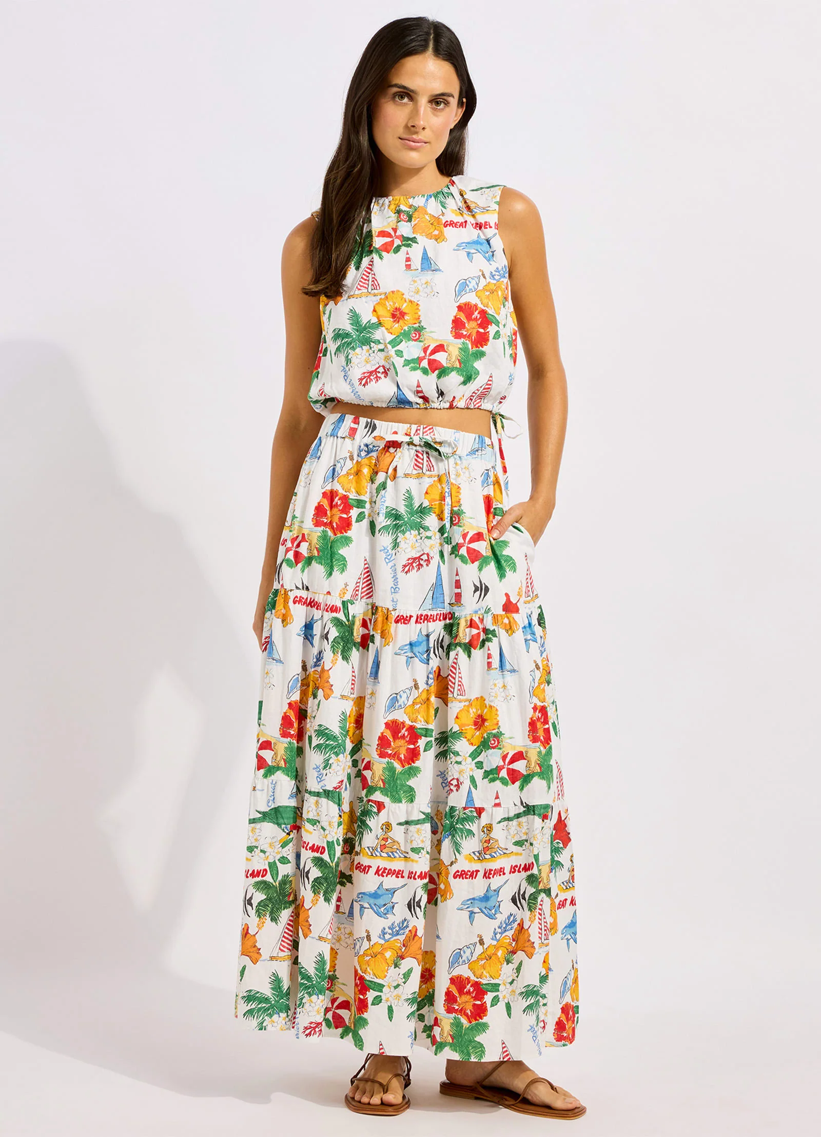 Viva Vacation Drawcord Waist Top